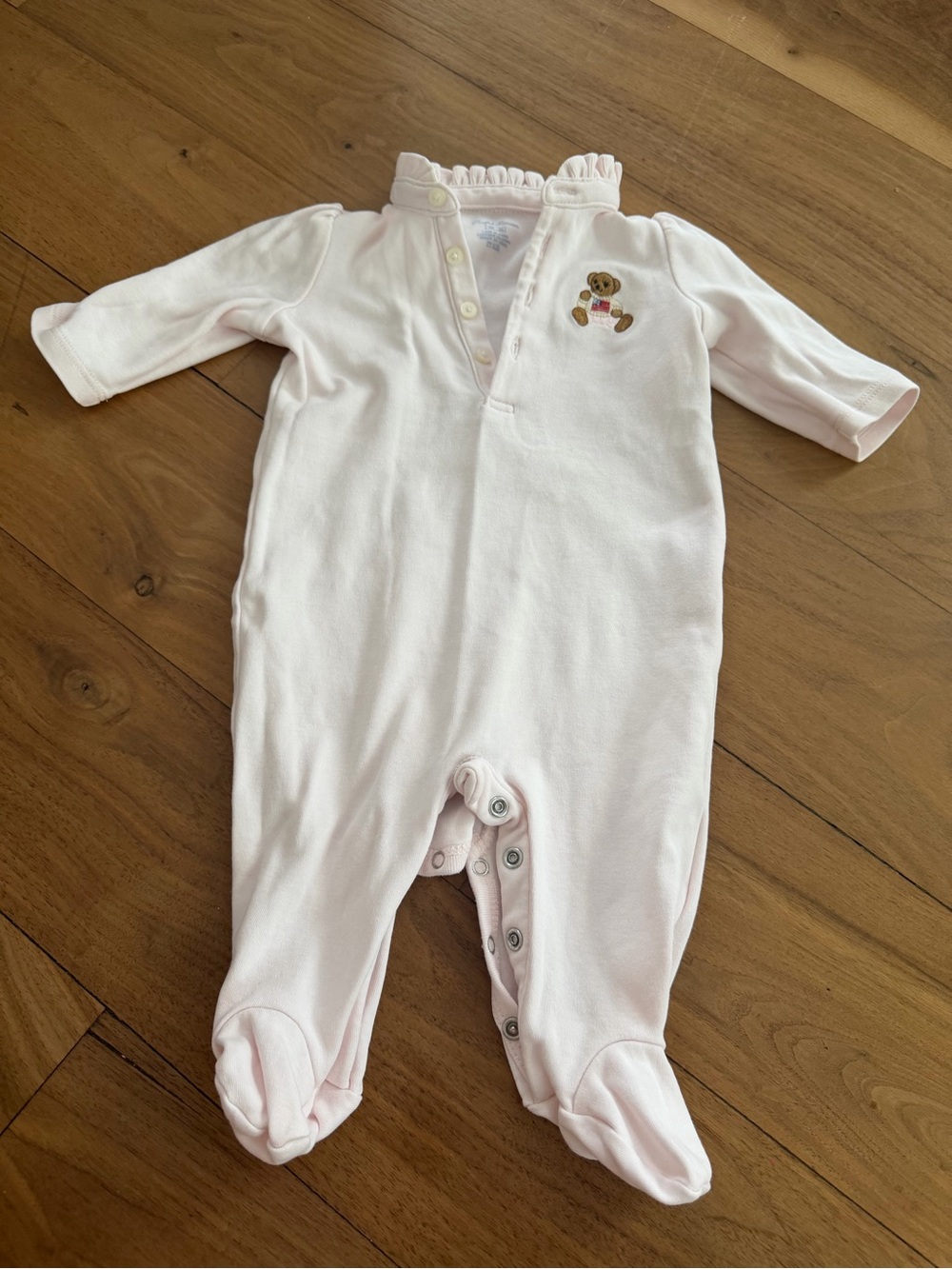 Ralph Lauren Pale Pink Teddy Footed One-Piece